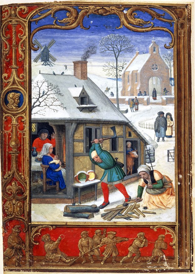 Tobogganing in 'The Golf Book', British Library MS Addition 24098.