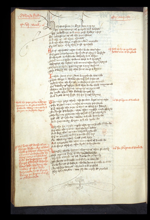 The unique manuscript of the Chronicle Hardyng wrote for Henry VI. British Library MS Lansdowne 204, f. 168v.