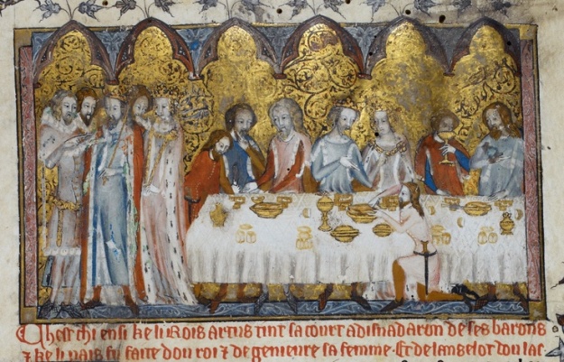 Feasting at King Arthur's Court in British Library MS Royal 20 D iv.