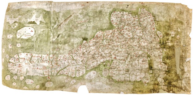 The Gough Map, orientated with east at top.