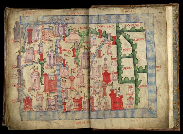 Hardyng's Map of Scotland in British Library MS Lansdowne 204 (orientated with west at the top).