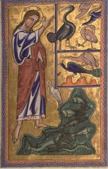 God Creating Birds and Fishes in the Aberdeen Bestiary